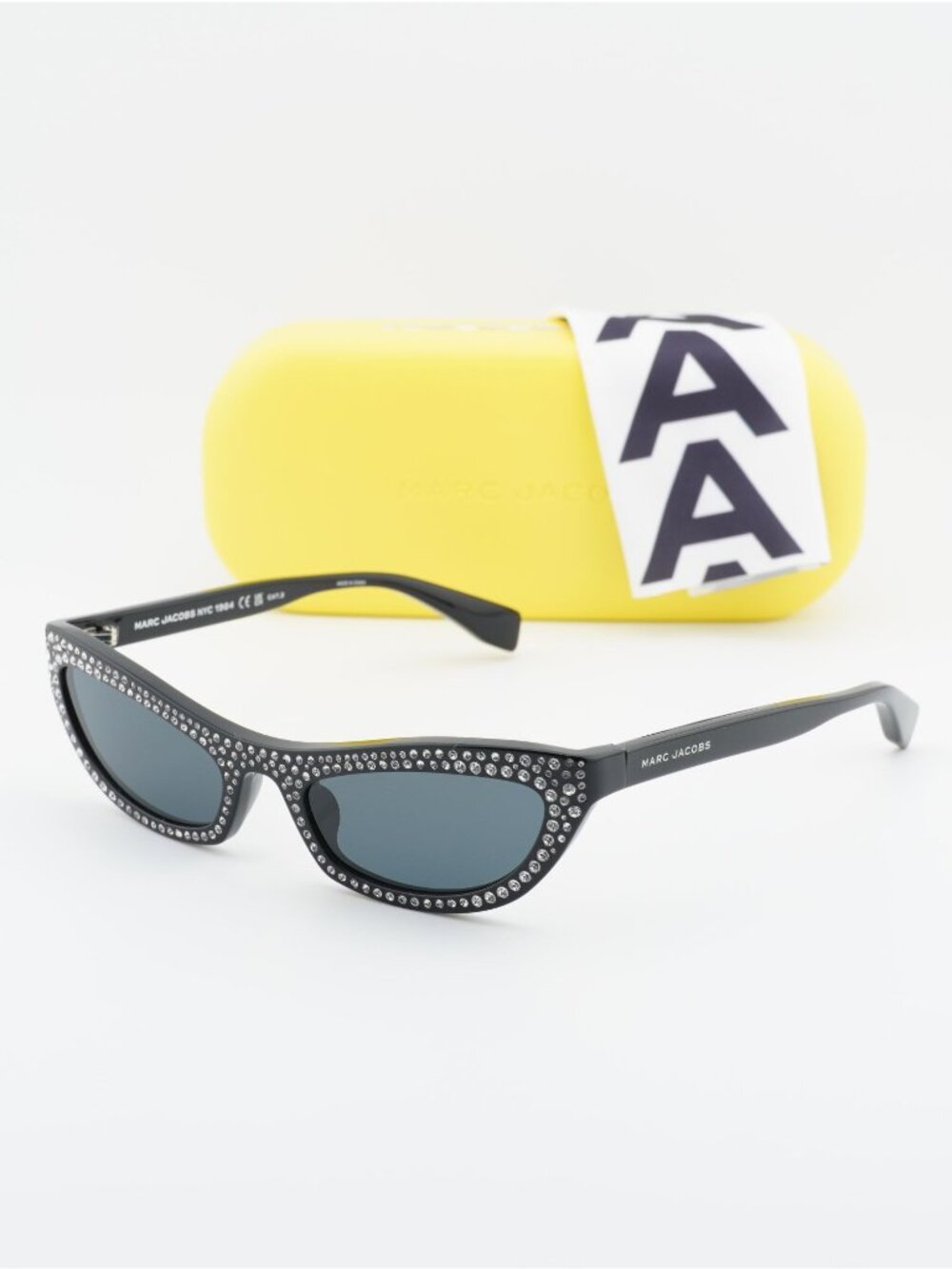Marc Jacobs MARC 797/S 07C5 IR Cat Eye Sunglasses - Black/Crystal / Grey